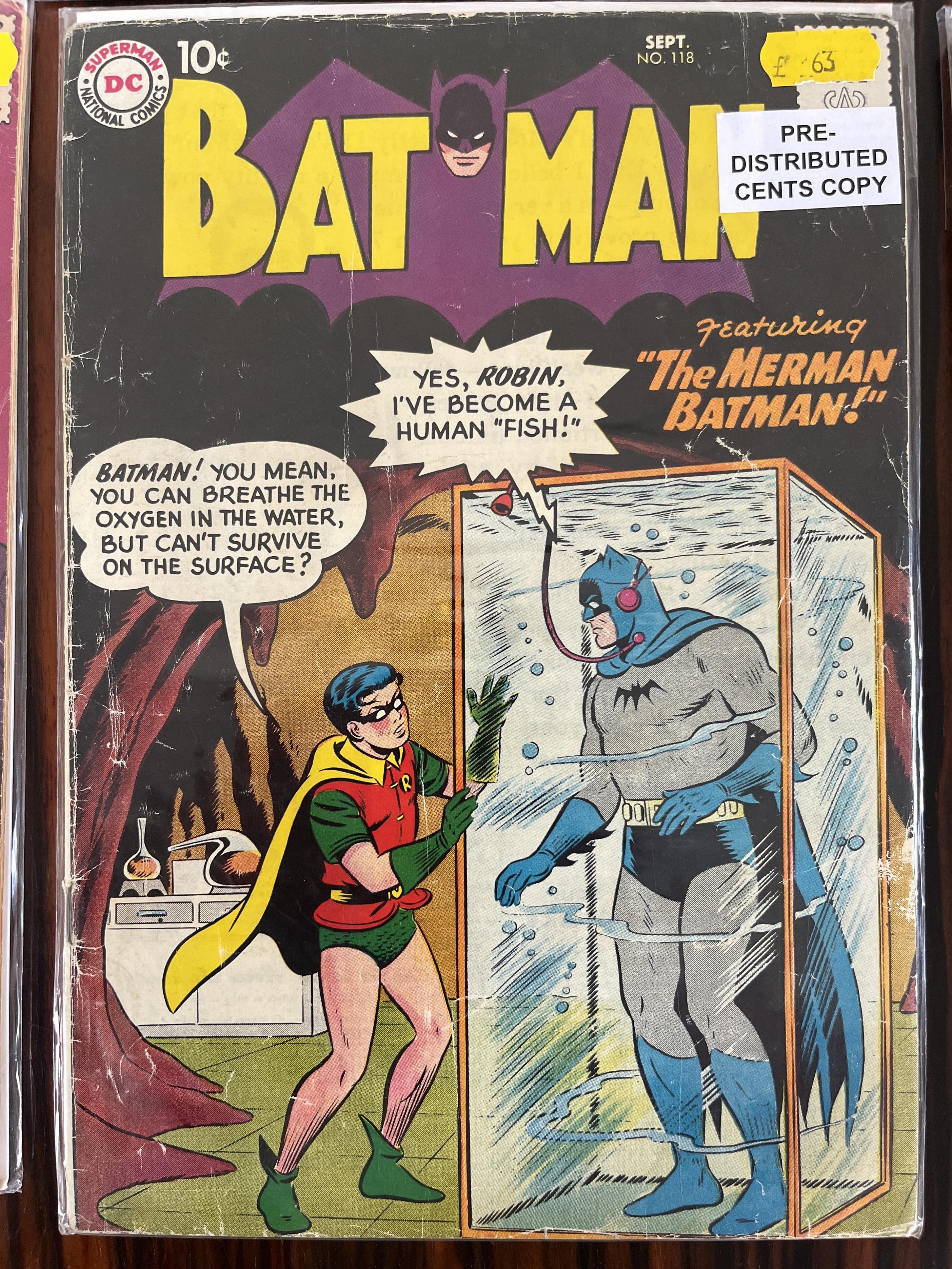 Batman, DC comics, volume 1, 1957-1965, 43 issues between #108–175 (includes major key issue 155), comprising, #108, #118, #123A, #126 [minor key], #128, #132, #133 [minor key] x2, #134 x2, #135, #140, #144, #146, #149 x